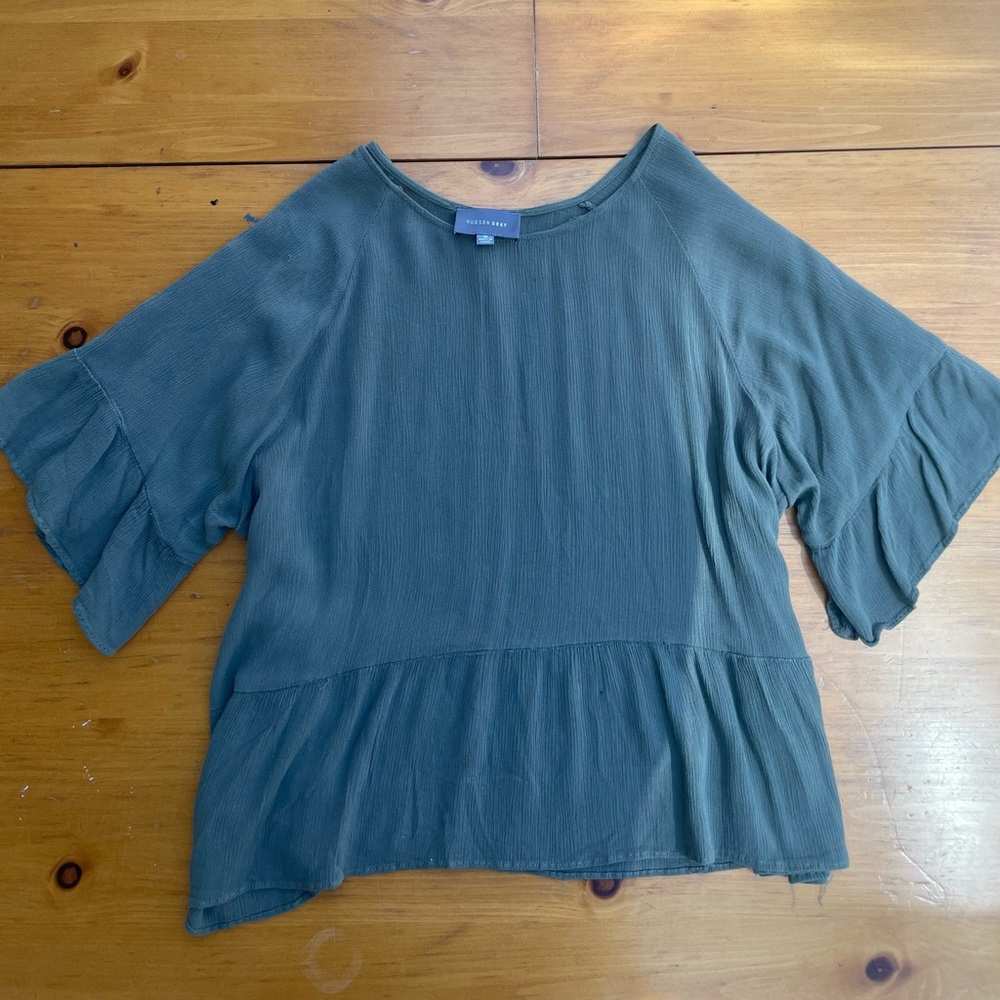 Dress Up Sage Peplum Blouse
